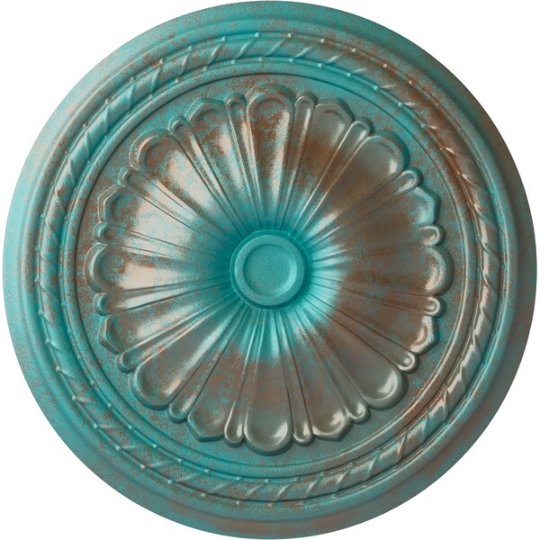 Ekena Millwork Alexa Ceiling Medallion (Fits Canopies up to 2 7/8"), 20 1/2"OD x 1 7/8"P, Copper Green Patina CM20ALCGS - main